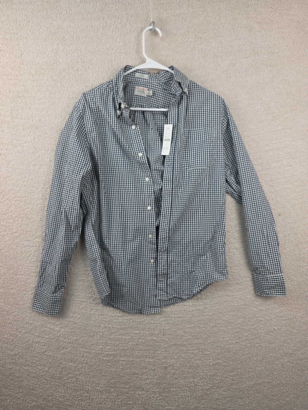 J. Crew Men's Navy and White Gingham Button-Down Shirt